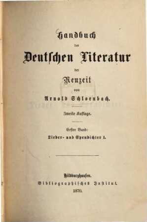 Handbuch der deutschen Literatur der Neuzeit, 1