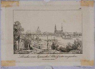 Stadtansicht von Dresden, Blick vom Japanischen Palaisgarten auf die Altstadt nach Südosten