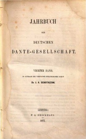 Jahrbuch der Deutschen Dante-Gesellschaft. 4. 1877