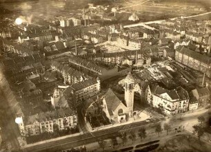 Luftbildaufnahmen von Karlsruhe. Oststadt - Lutherkirche an der Durlacher Allee