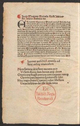Ioannes wolschii Lundensis ad sacrae militiae triunculum