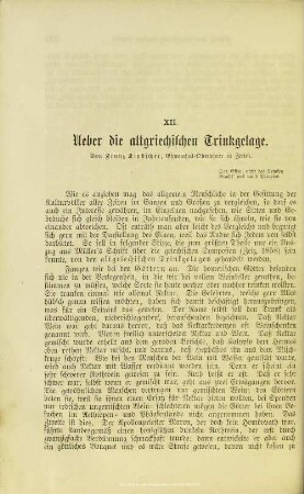 Ueber die altgriechischen Trinkgelage