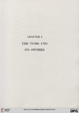 Chapter I: the tomb and its owners