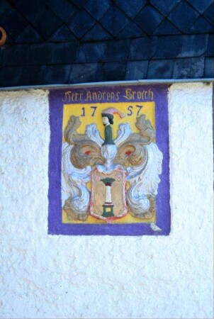 Wappen am ehemaligen Rittergut, Denkmal; Andreas G(?)rosch 1757