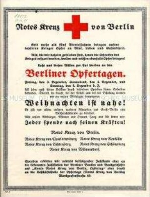 Spendenaufruf des Roten Kreuzes von Berlin