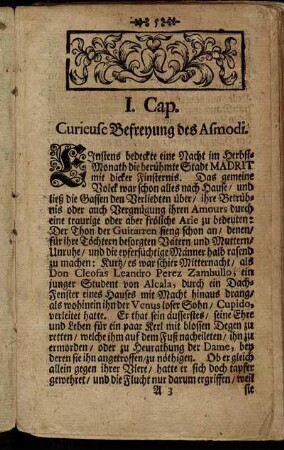 I. Cap. Curieuse Befreyung des Asmodi.