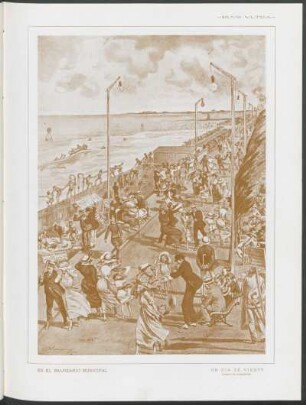 En el Balneario municipal - Un día de viento : Dibujo de Acquarone