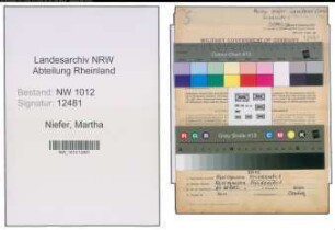 Entnazifizierung Martha Niefer , geb. 07.03.1903 (Schneidermeisterin)