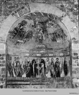 Die thronende Madonna mit Kind, Erzengeln und Aposteln