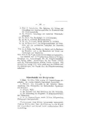 Jahresbericht der Zweigvereine