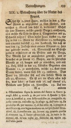 XIX. 1. Betrachtung über die Natur des Feuers