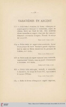 Tabatières en Argent (Nr. 633 - 642)