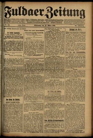 Erste Ausgabe vom Mittwoch, den 15. März 1916.