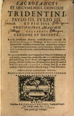 Canones Concilii Tridentini ... et Decreta