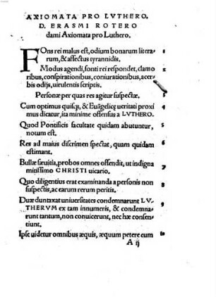 Desiderii Erasmi Roterodami Axiomata Pro Luthero