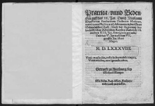 Practica vnnd Bedencken auff das 88. Jar