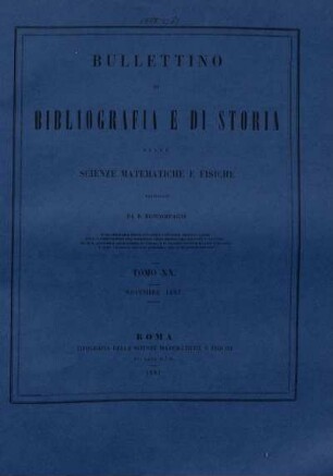Tomo XX. Novembre 1887.