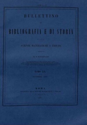 Tomo XX. Novembre 1887.