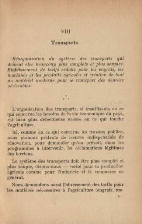 VIII Transports