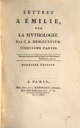 Lettres à Émilie, sur la mythologie, 5