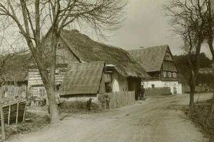 Sebitsch (heute Dubá-Dřevčice / Tschechien). Böhmisches Bauernhaus. Straßenanicht