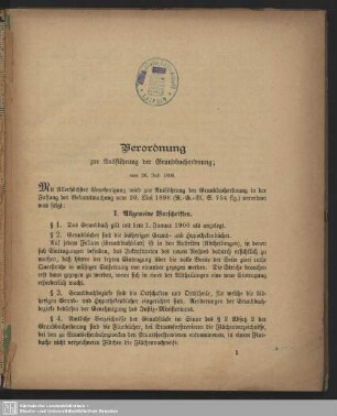 I. Allgemeine Vorschriften