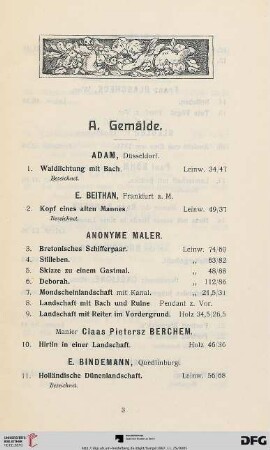 A. Gemälde (Nr. 1-179)
