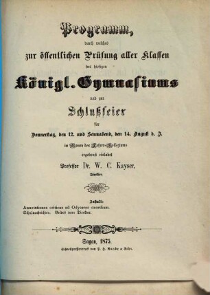 Programm des Königl. Katholischen Gymnasiums zu Sagan : über das Schuljahr ..., 1874/75