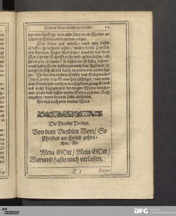 Die Vierdte Predigt/ von dem Vierdten Wort Christi am Creutz.