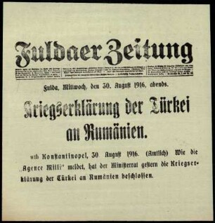 Dritte Ausgabe vom Mittwoch, den 30. August 1916.