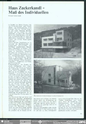 Haus Zuckerkandl – Maß des Individuellen : Bauhaus 1919-1933