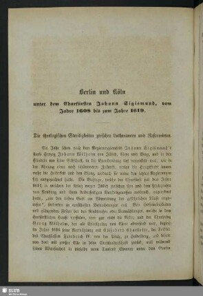 Berlin und Köln unter dem Churfürsten Johann Sigismund, vom Jahre 1608 bis zum Jahre 1619