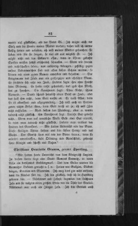 Christiane Henriette Gramm, genannt Sperling.