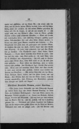 Christiane Henriette Gramm, genannt Sperling.