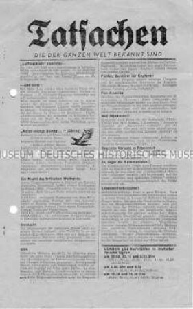 Britisches Abwurf-Flugblatt mit Meldungen zur Kriegslage