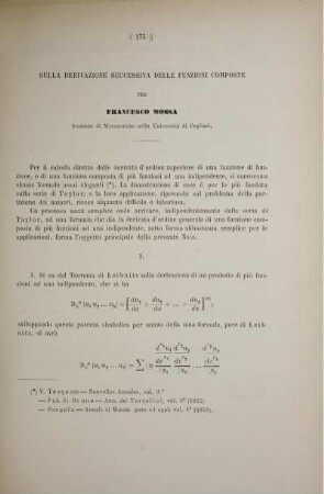 Sulla derivazione successiva delle funzioni composte.
