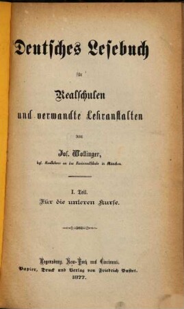 Deutsches Lesebuch für Realschulen und verwandte Lehranstalten, 1
