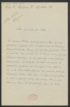Brief an Ludwig Strecker und B. Schott's Söhne : 27.10.1931