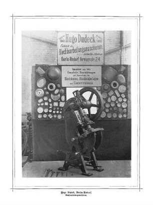 Hugo Dudeck, Berlin-Rixdorf. Blechbearbeitungsmaschinen