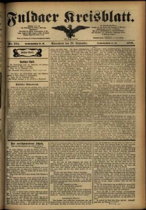 Erste Ausgabe vom Samstag, den 29. September 1906.
