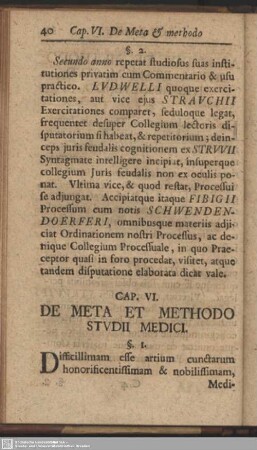 Cap. VI. De Meta Et Methodo Studii Medici