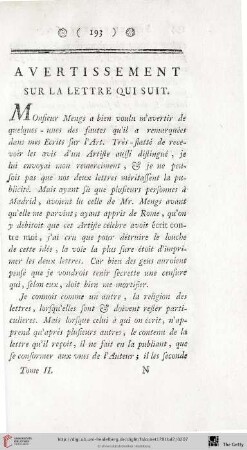 Avertissement sur la lettre qui suit