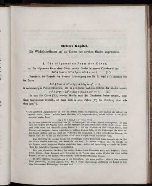 Drittes Kapitel. Die Winkelcoordinaten auf die Curven des zweiten Grades angewendet.