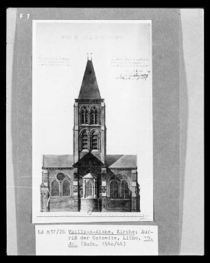 Vailly-sur-Aisne: Aufriss der Ostseite einer Kirche