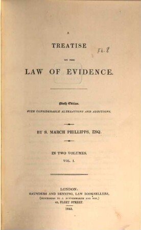 A treatise on the law of evidence : in two volumes. 1