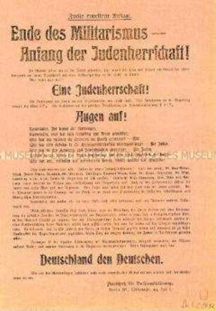 Antisemitisches Flugblatt über die Rolle der Juden in der Revolutionszeit