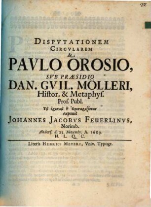 Disputationem circularem de Paulo Orosio