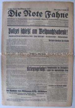 Kommunistische Tageszeitung "Die Rote Fahne" u.a. zur Lage in Deutschland Weihnachten 1932
