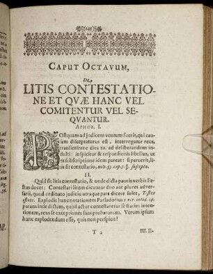 Caput Octavum, De Litis Contestatione Et Quæ Hanc Vel Comitentur Vel Sequantur.