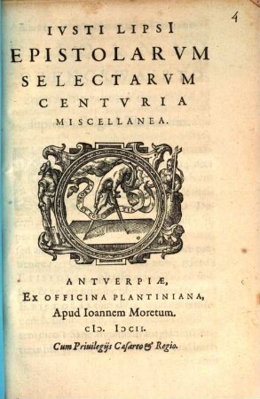 Ivsti Lipsi[i] Epistolarvm Selectarvm Centvria Miscellanea